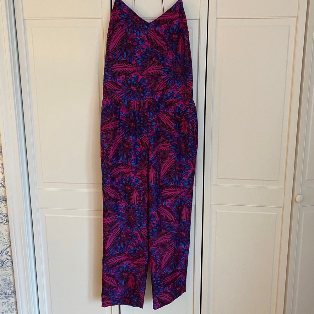 J crew Midnight floral silk jumpsuit